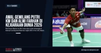 Alwi Farhan tampil pada babak pertama tunggal putra Kejuaraan Dunia Bulu Tangkis di Stadion Indira Gandhi, New Delhi, India, Senin (17/8/2026). Alwi mengalahkan Yoo Tae-bin (Korea Selatan).