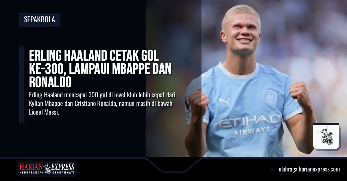 Erling Haaland Cetak Gol ke-300, Lampaui Mbappe dan Ronaldo